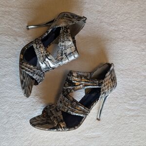 Guess Snake-print Strappy Heels